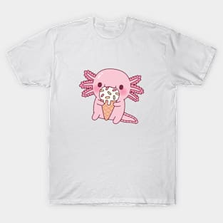Cute Axolotl Eating Ice Cream With Sprinkles T-Shirt